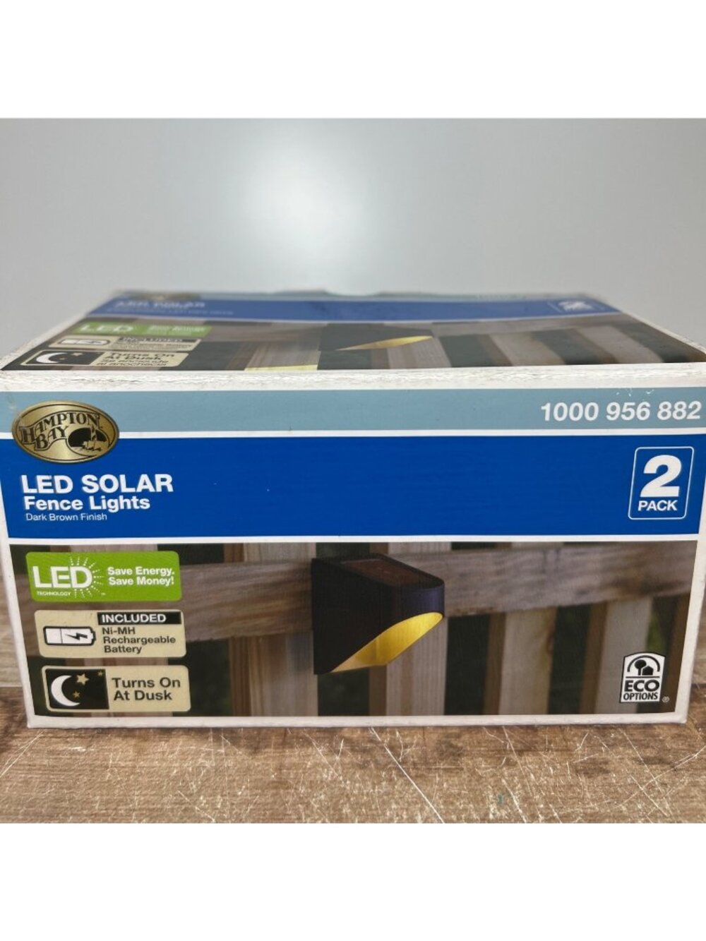 Hampton Bay LED Solar Fence Lights 2-Pack Dark Brown Finish With Ni-MH Rechargea